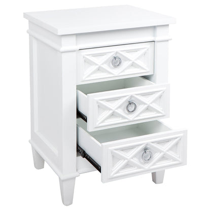 Plantation Bedside Table - Small White Set of 2