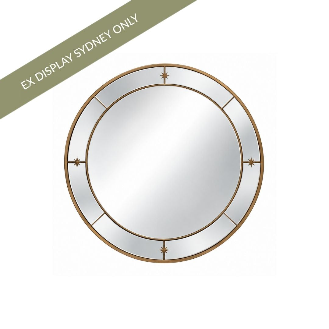 Constance 100x100cm Round Wall Mirror - Antique Gold - OUTLET NSW