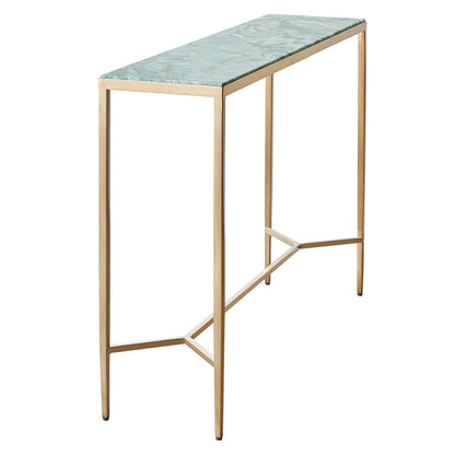 Chloe 110cm Dusty Jade Marble Console Table -  Gold