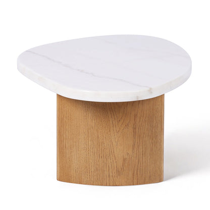 Solstice Ivory Cloud Marble Tables Set of 3 - Oak