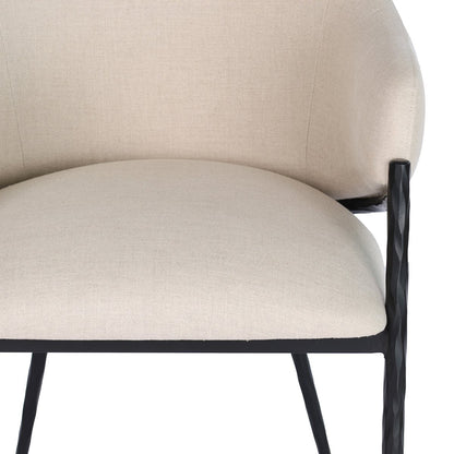 Heston Black Dining Chair with Arms - Natural Linen