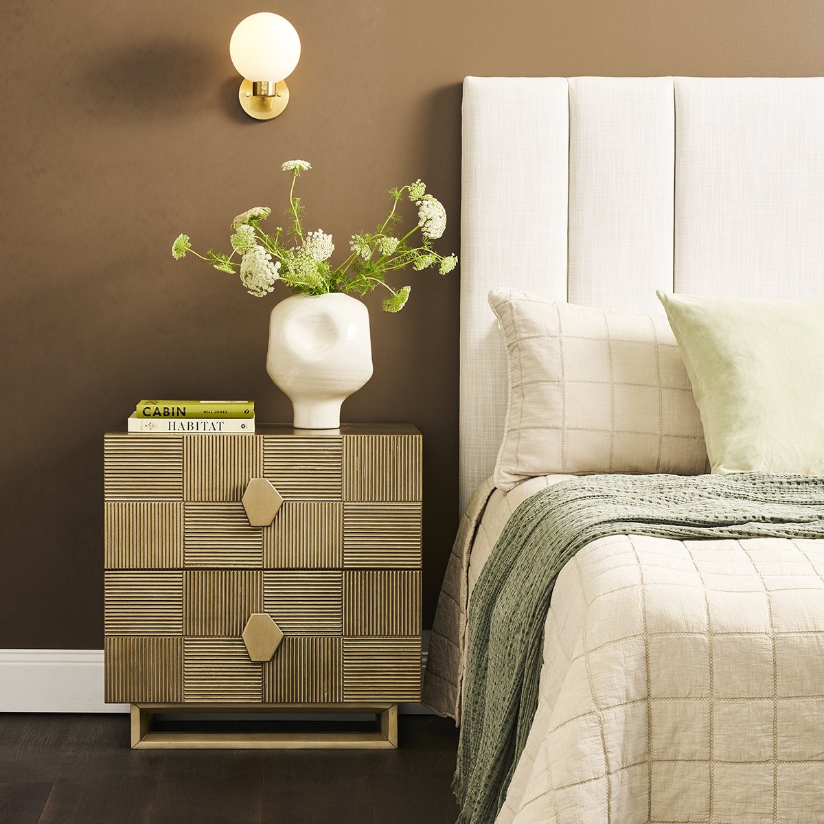 Alton Bedside Table - Large Antique Gold