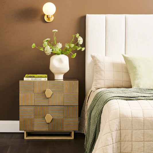 Alton 65x65cm Bedside Table - Antique Gold - OUTLET NSW