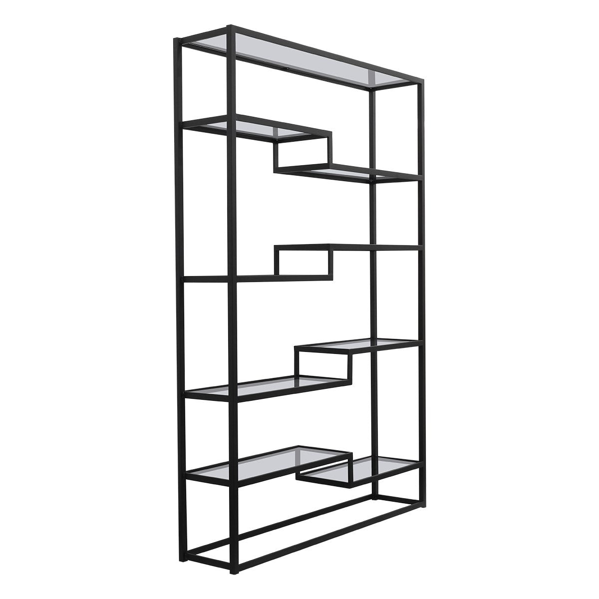 Mistique 130x200cm Glass Shelving Unit - Black