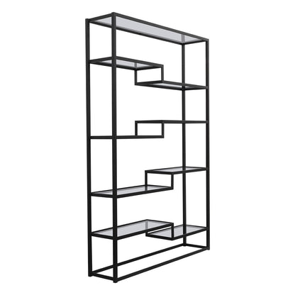 Mistique 130x200cm Glass Shelving Unit - Black