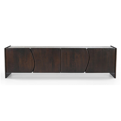 Edwin River Brown Marble Entertainment Unit - Dark Walnut