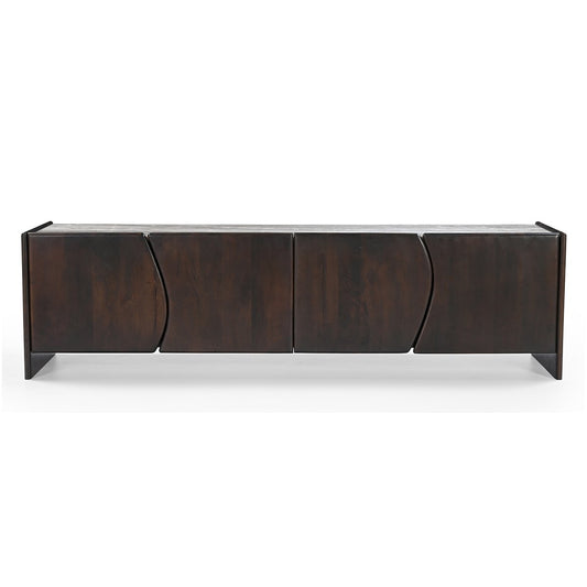 Edwin River Brown Marble Entertainment Unit - Dark Walnut
