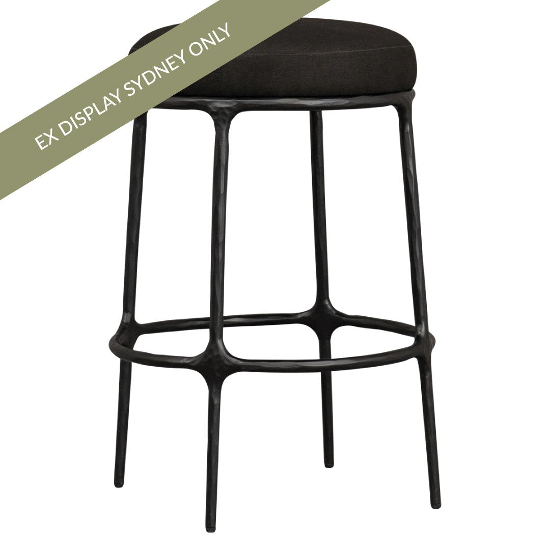 Heston Black Kitchen Stool - Black Linen – view 7