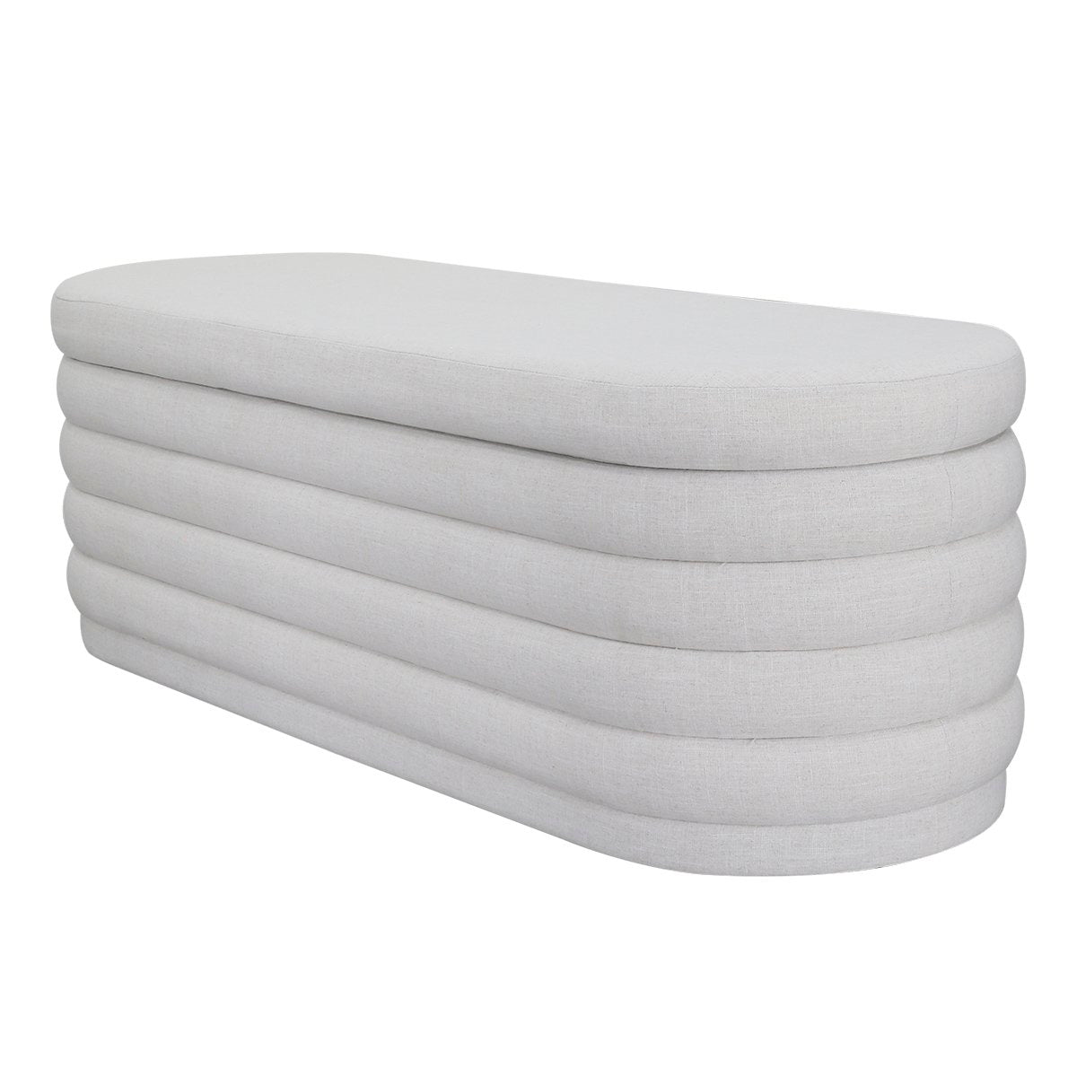 Demi Storage Bench Ottoman - Ecru Linen