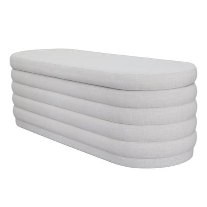 Demi Storage Bench Ottoman - Ecru Linen