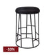 Aiden Black Steel Kitchen Stool - Black Linen