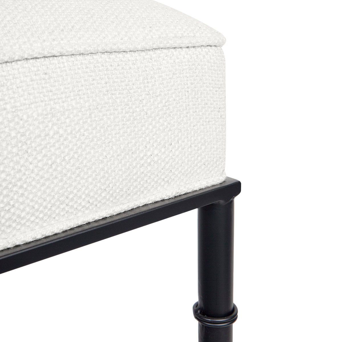 Hacienda Black Iron Bench Ottoman - Natural Linen