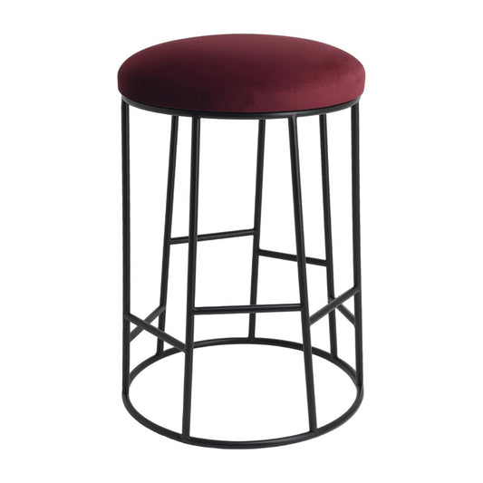 Aiden Black Steel Kitchen Stool - Mulberry Velvet