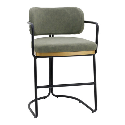 Charly Kitchen Stool – Olive Green Vegan Leather
