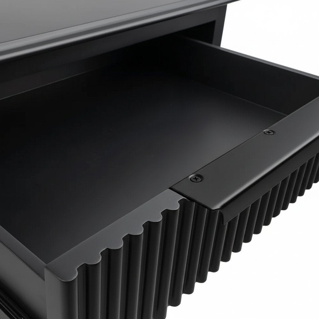 Aimee 55x60cm Bedside Table - All Black