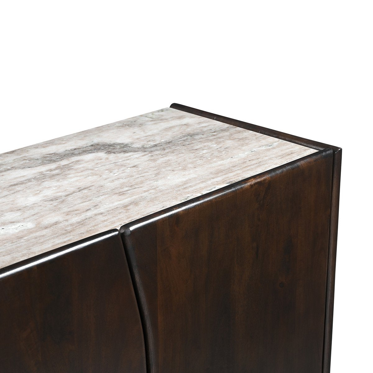 Edwin River Brown Marble Buffet - Dark Walnut