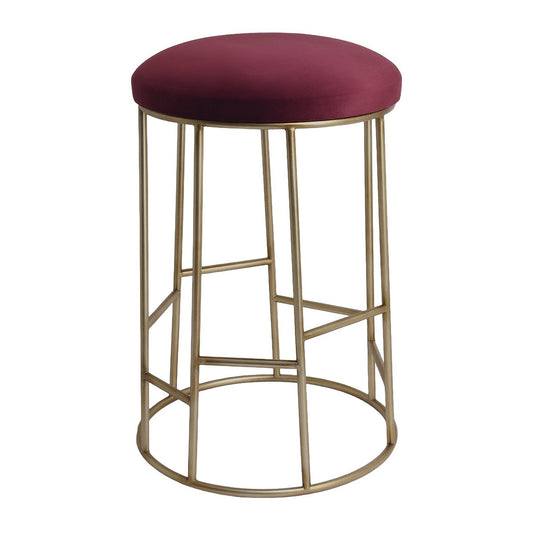 Aiden Gold Steel Kitchen Stool - Mulberry Velvet