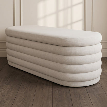 Demi Storage Bench Ottoman - Ecru Linen