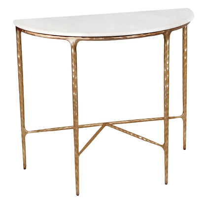 Heston Marble Demilune Table - Brass