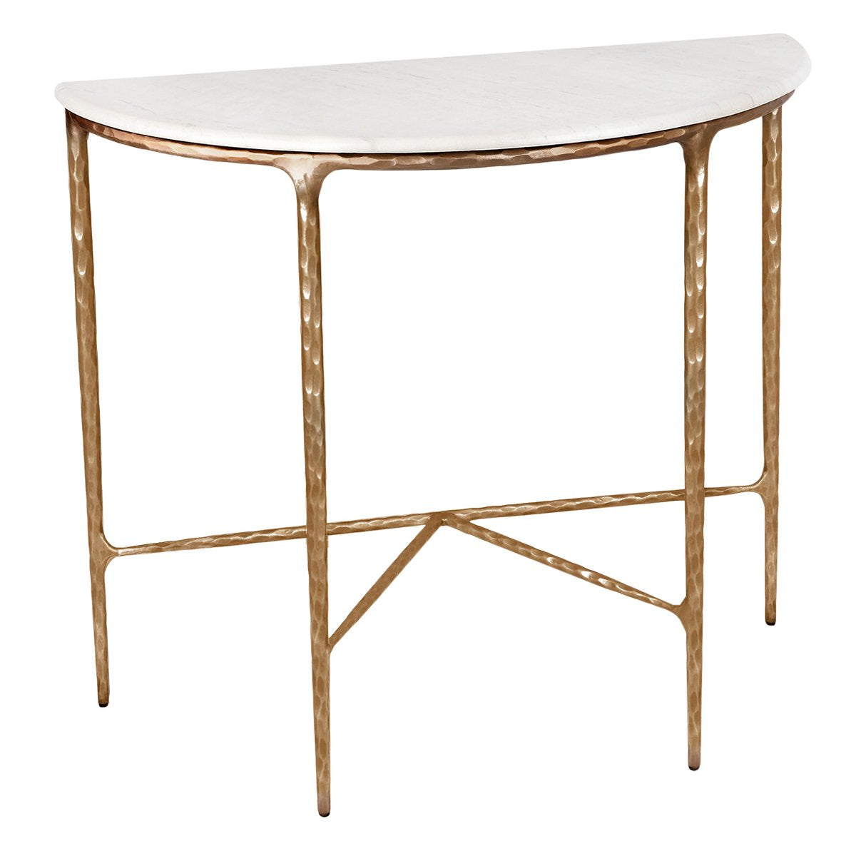 Heston 90cm Marble Demilune Table - Brass