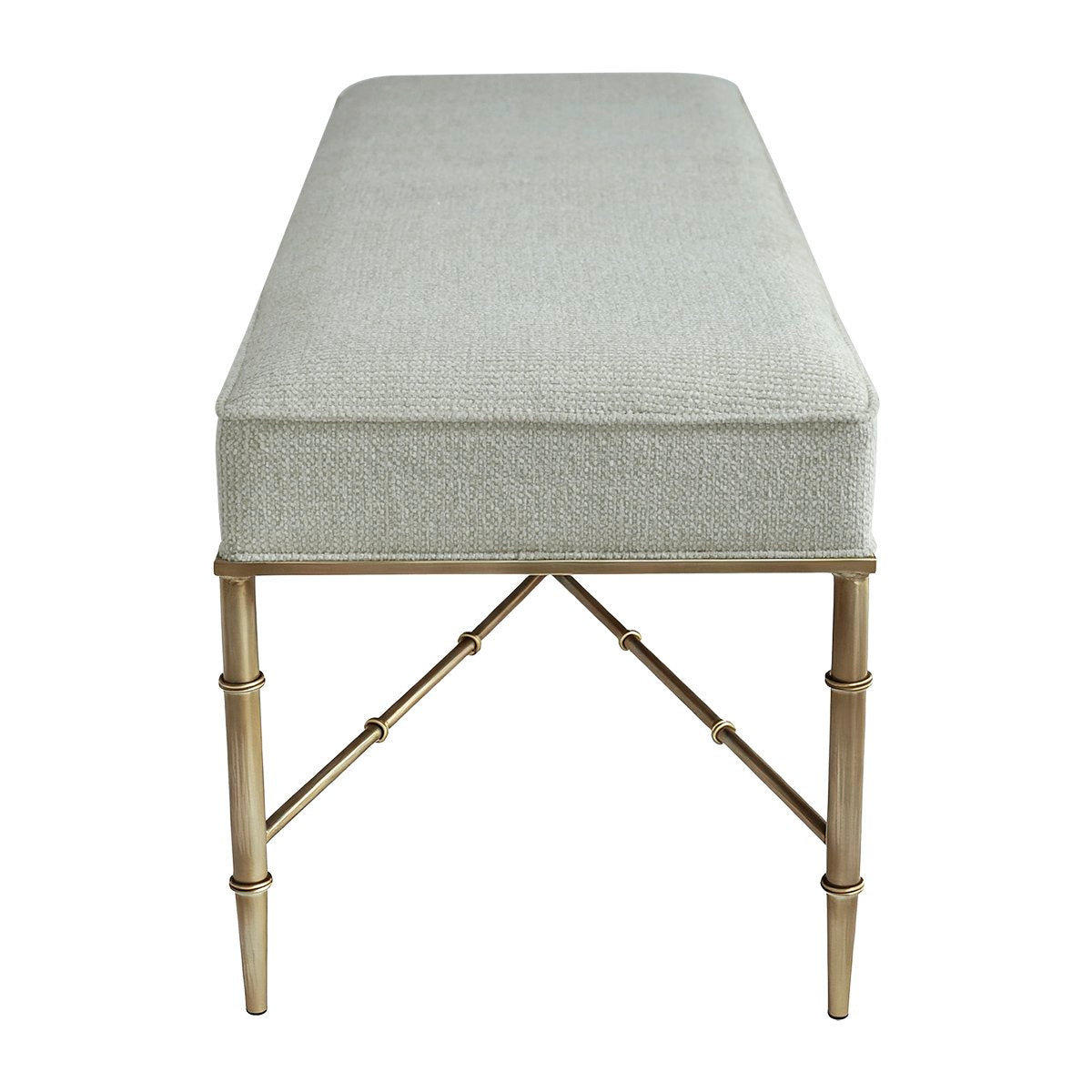 Hacienda Antique Gold Iron Bench Ottoman - Speckle Ecru