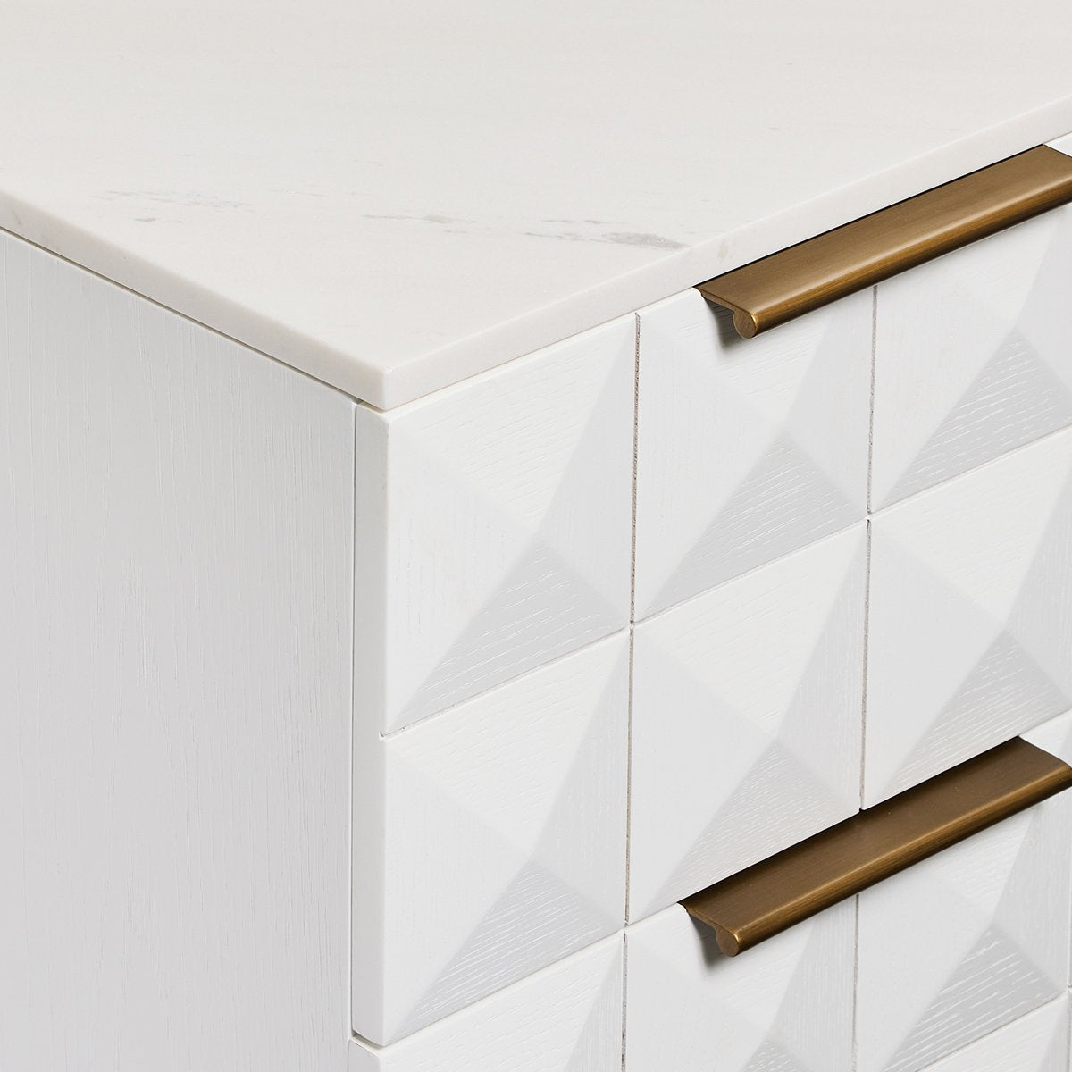 Benedict White Oak Bedside Table - White Marble