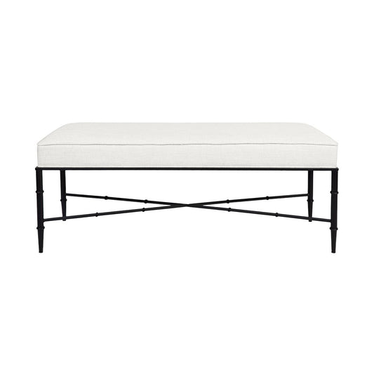 Hacienda Black Iron Bench Ottoman - Natural Linen