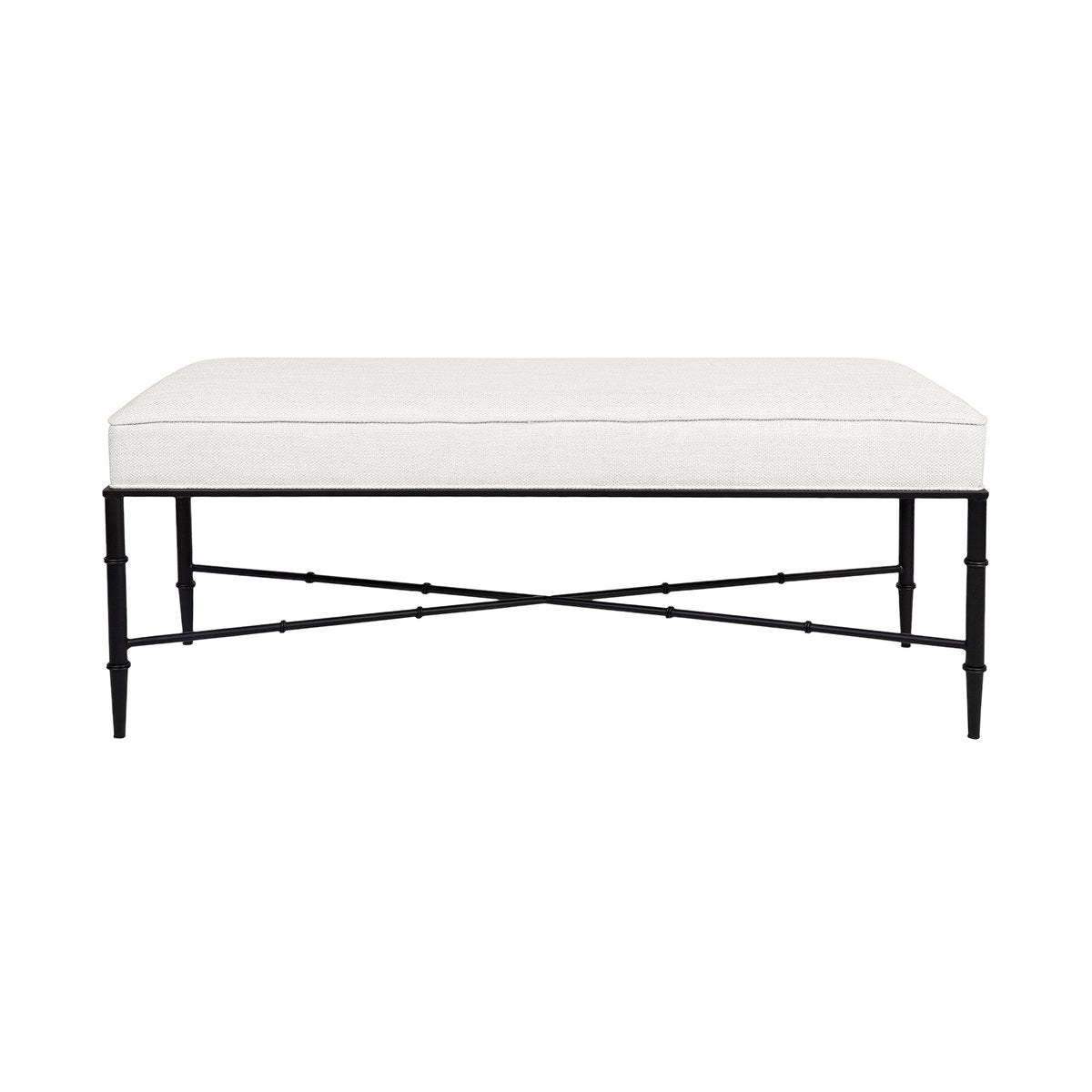 Hacienda Black Iron Bench Ottoman - Natural Linen