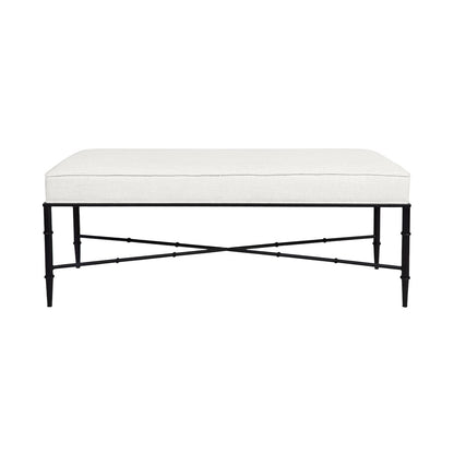 Hacienda Black Iron Bench Ottoman - Natural Linen