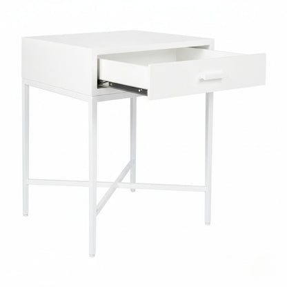 Nessa 45x60cm 1 Drawer Bedside Table - All White