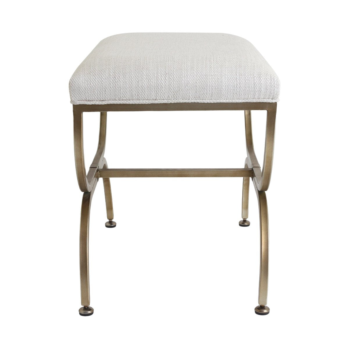 Novak Antique Gold Iron Stool -  Natural Linen