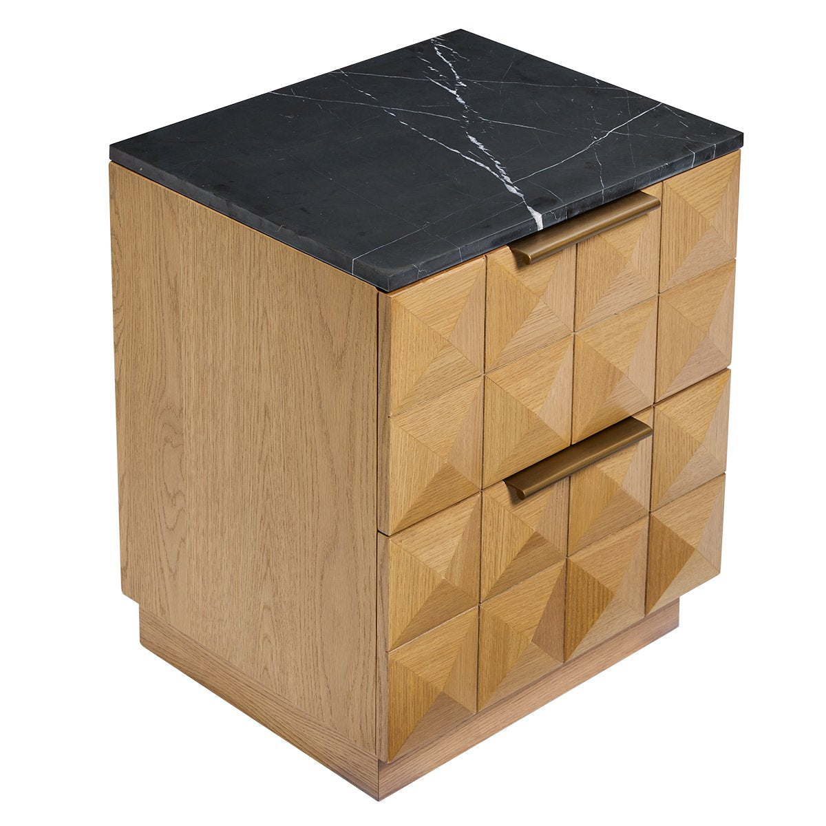 Benedict Natural Oak Bedside Table - Black Marble