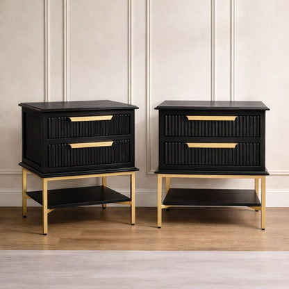 Aimee Bedside Table - Small Black Set of 2