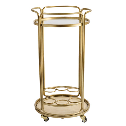 Wentworth Round Bar Cart - Antique Gold