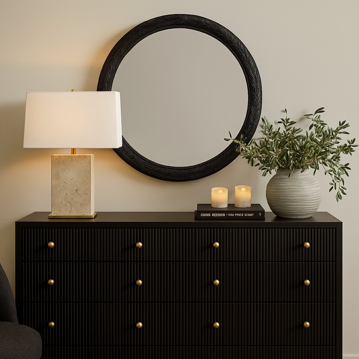 Icarus 91x91cm Wall Mirror - Black
