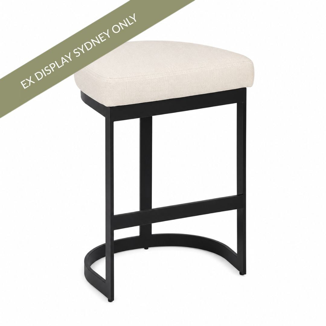 Brooke Black Kitchen Stool - Natural Linen – view 2