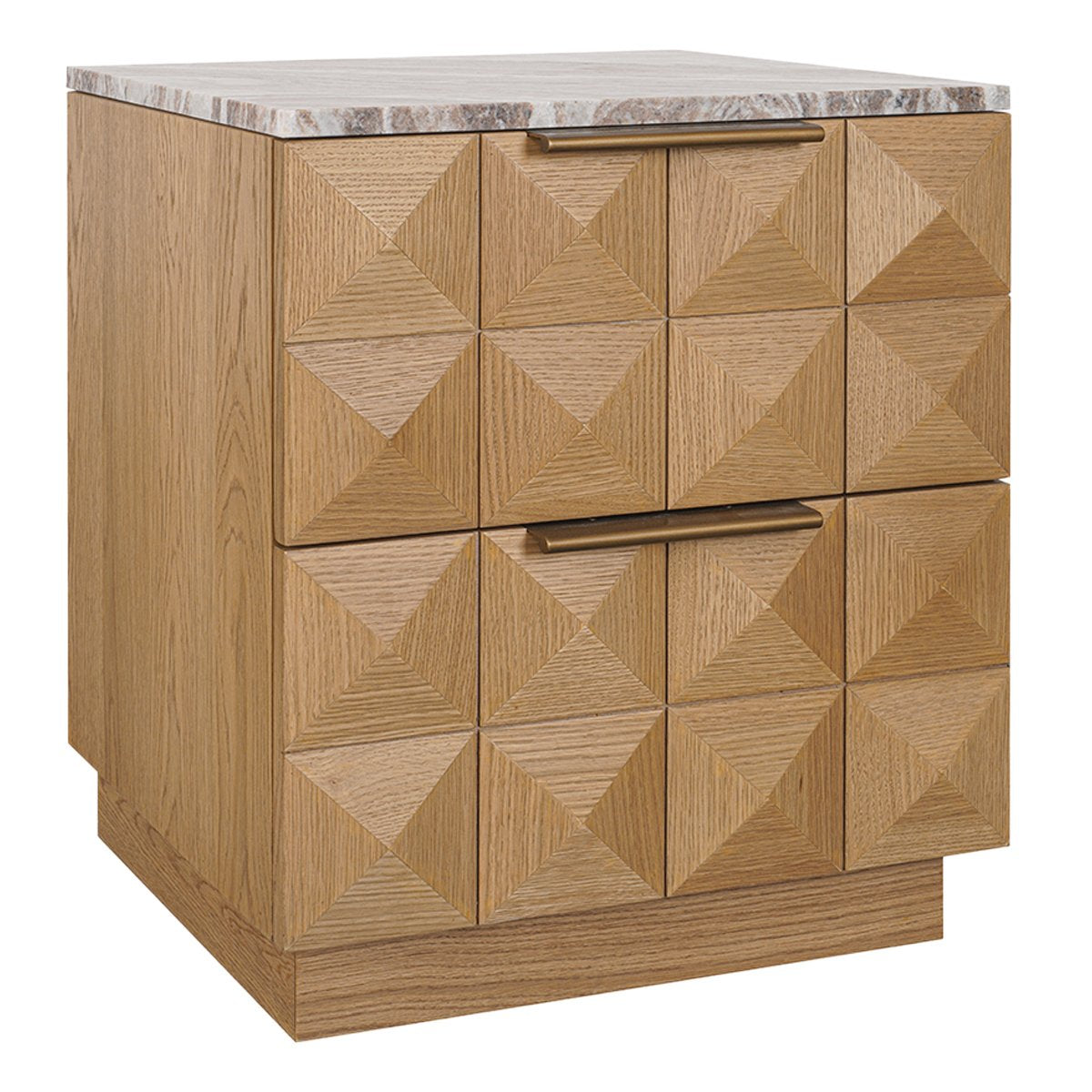 Benedict Natural Oak Bedside Table - River Brown Marble