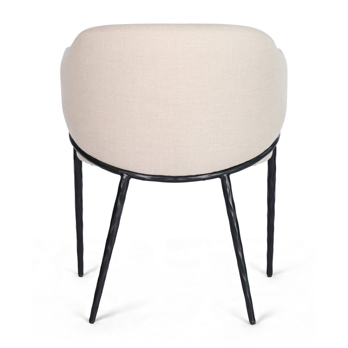 Heston Black Dining Chair with Arms - Natural Linen