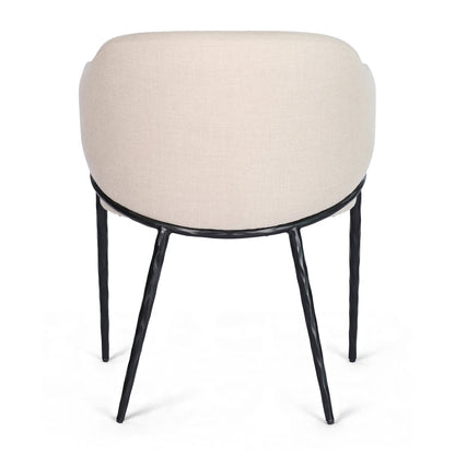 Heston Black Dining Chair with Arms - Natural Linen