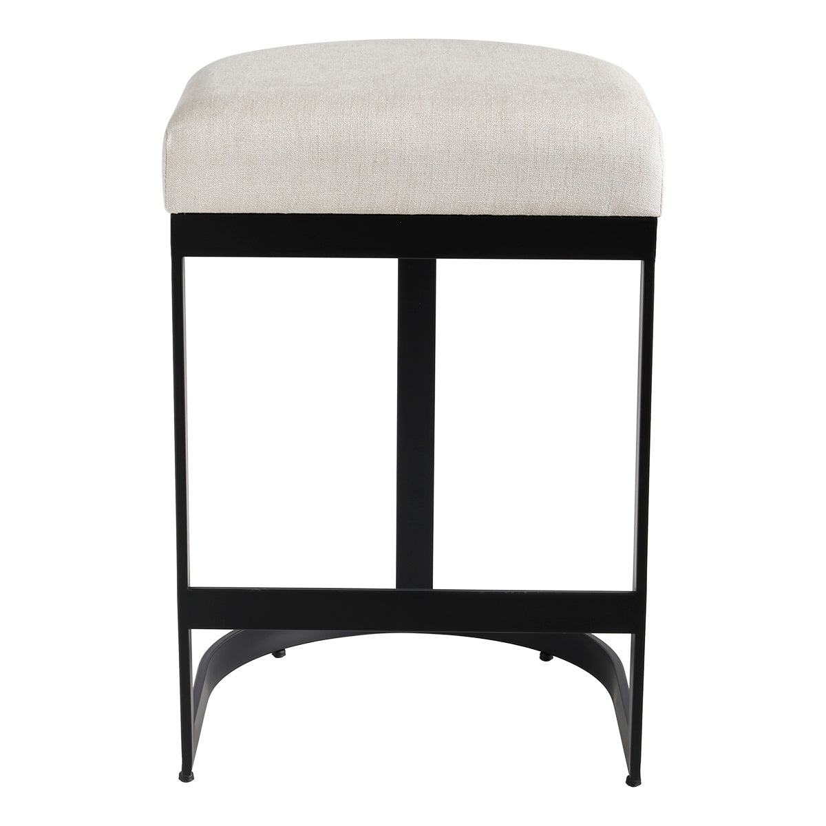 Remy Black Kitchen Stool - Natural Linen