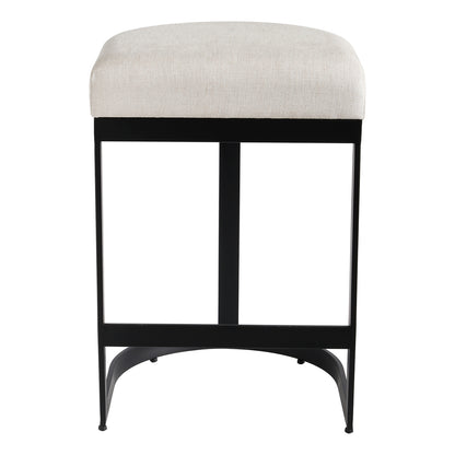 Remy Black Kitchen Stool - Natural Linen