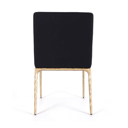 Heston Brass Dining Chair - Black Linen