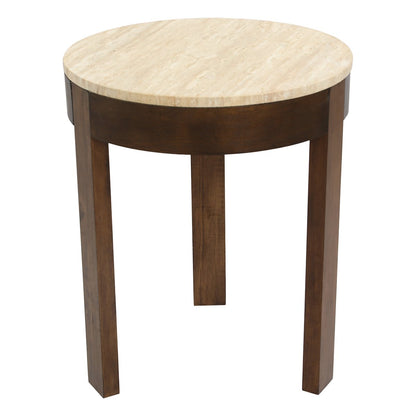Oliver Travertine Side Table - Large Brown