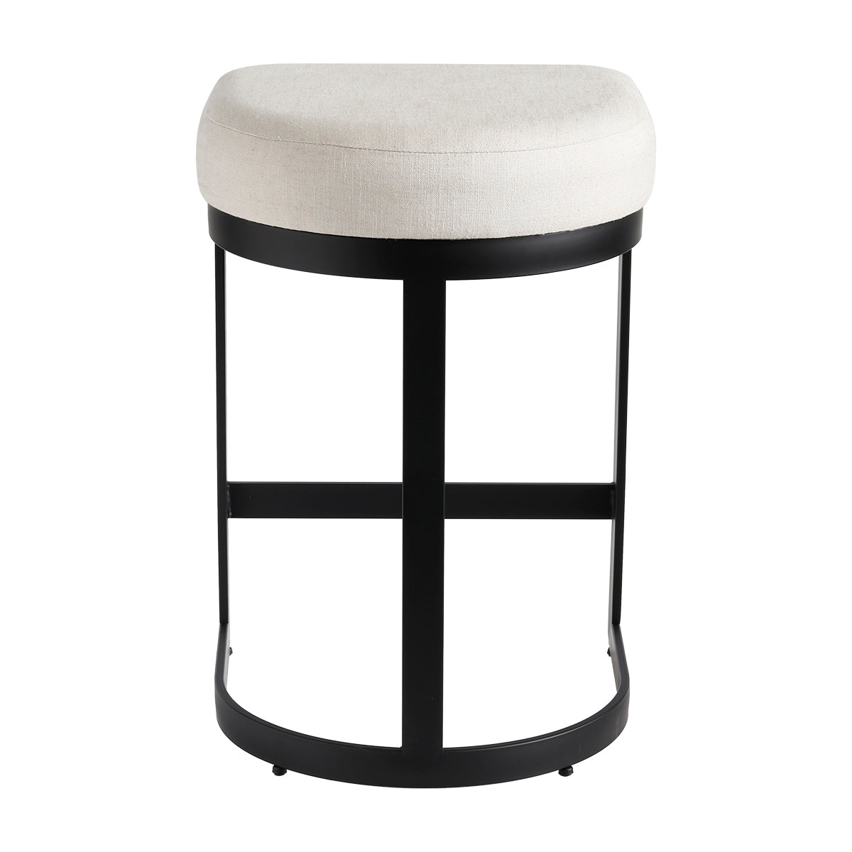 Remy Black Kitchen Stool - Natural Linen