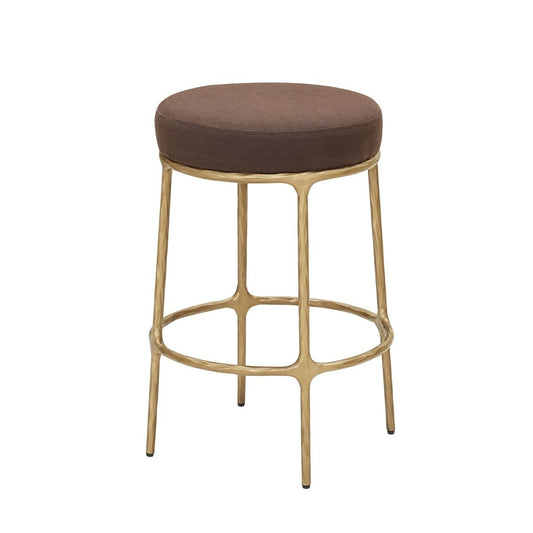Heston Brass Kitchen Stool - Chocolate Linen