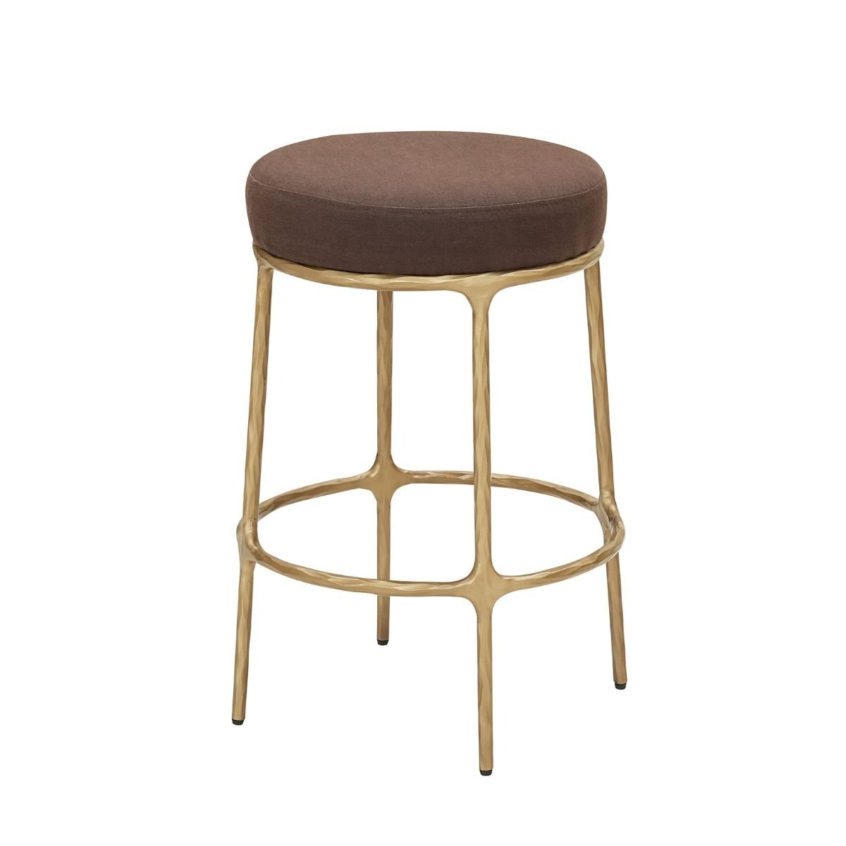 Heston Brass Kitchen Stool - Chocolate Linen