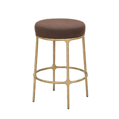 Heston Brass Kitchen Stool - Chocolate Linen