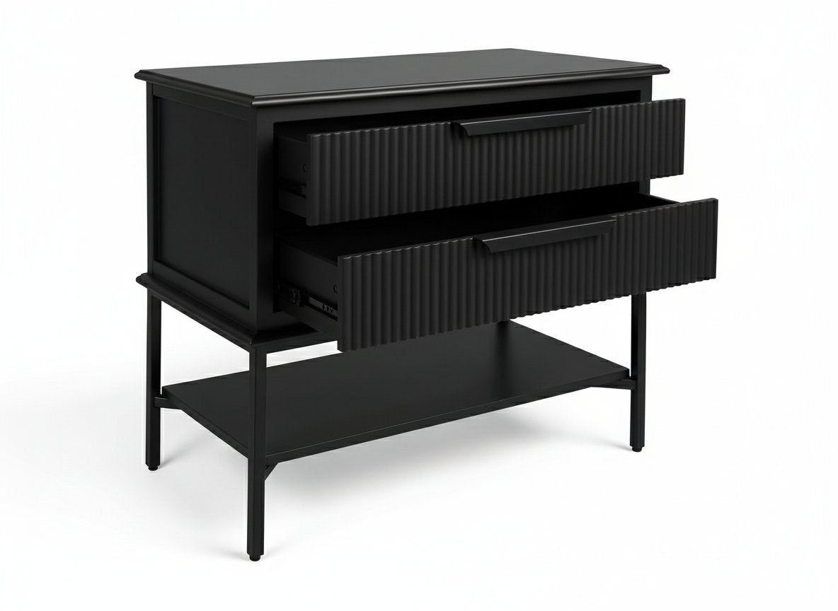 Aimee Bedside Table - Large All Black Set of 2