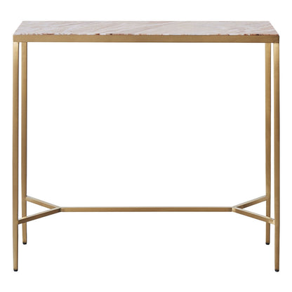 Chloe 90cm Pink Marble Console Table - Gold