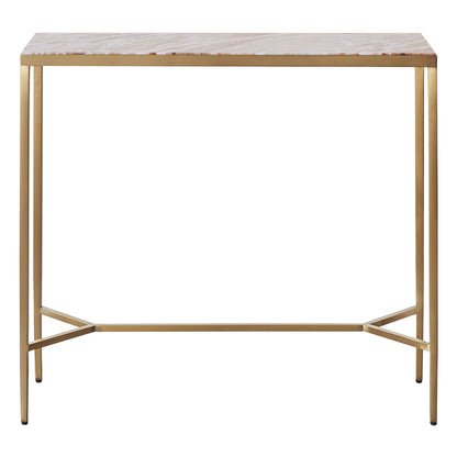 Chloe 90cm Pink Marble Console Table - Gold - OUTLET NSW